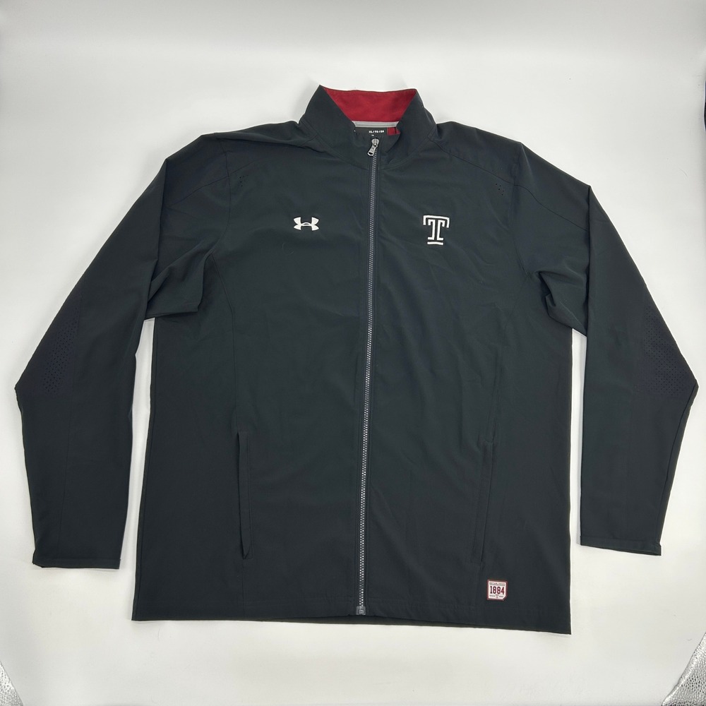 Under Armour Temple‎ Owls Jacket Men's XL Black Full Zip Lightweight Loose